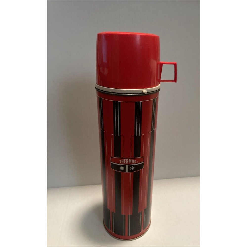 Vintage 1971 Thermos King Seeley Red Black Made in USA 9.5” EUC GLASS INSIDE